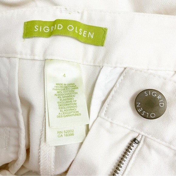 Sigrid Olsen Cream Pants Floral Embroidered Cropped Poet Pant Women’s Size 4 - Picture 12 of 15